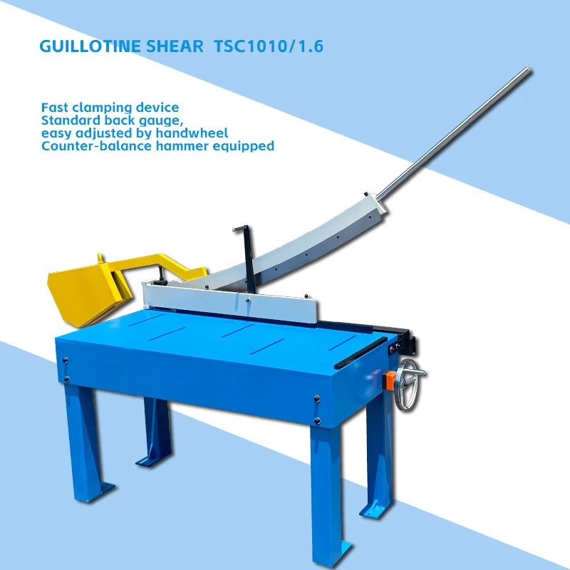 Table Sheet Metal Shears TCS1010-1.6 Equipped with a counterweight, quick-release stopper, handwheel-operated counter