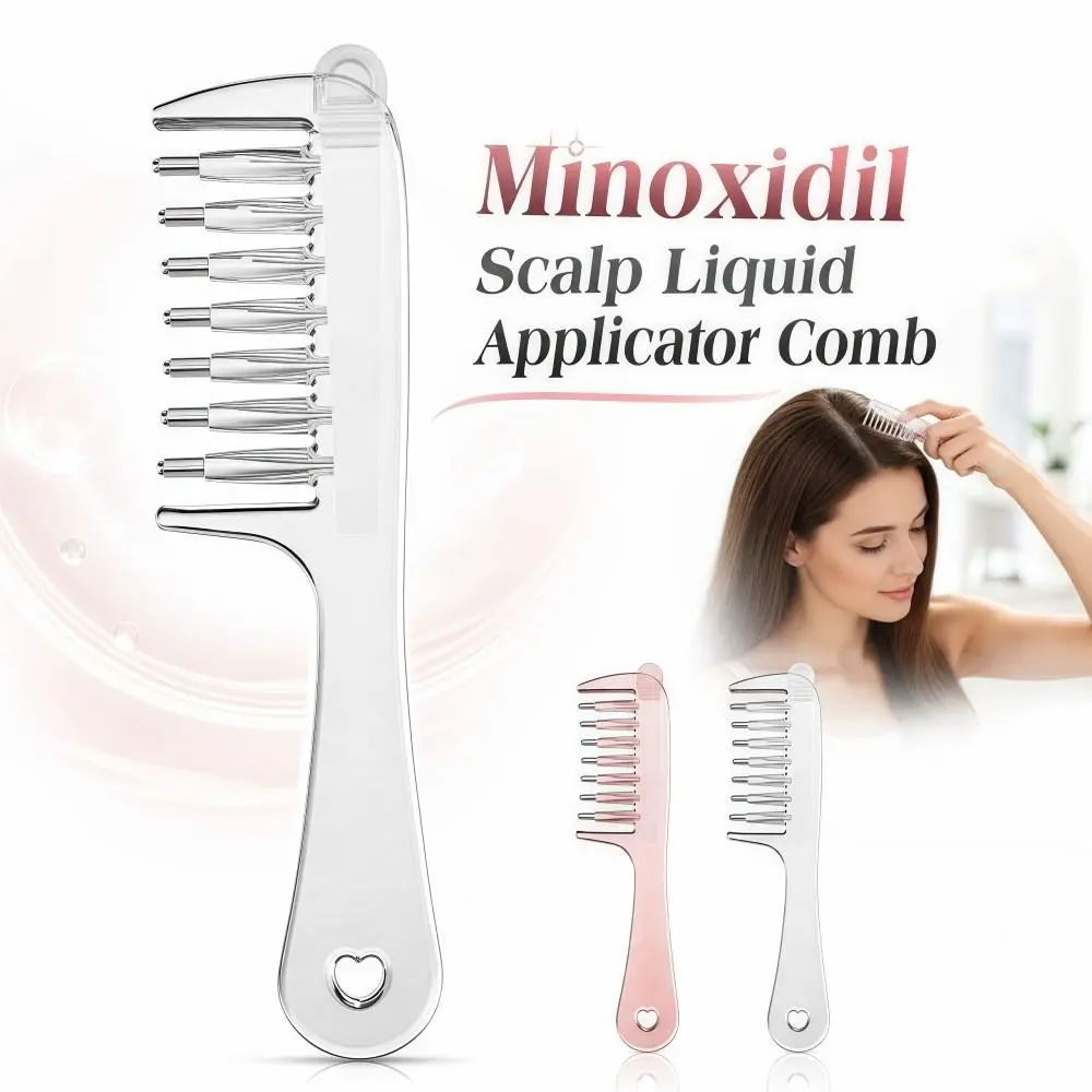 7-Tooth Minoxidil Scalp Liquid Applicator Comb Transparent Ball Bearings Liquid Guiding Scalp Massager Comb Precise