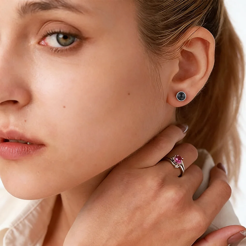 Hypoallergenic Black CZ Earrings for Man Women G23 Titanium Get Crystal Stud Earrings 3mm 4mm 5mm 8mm Stone Stone Earings aretes - view 5