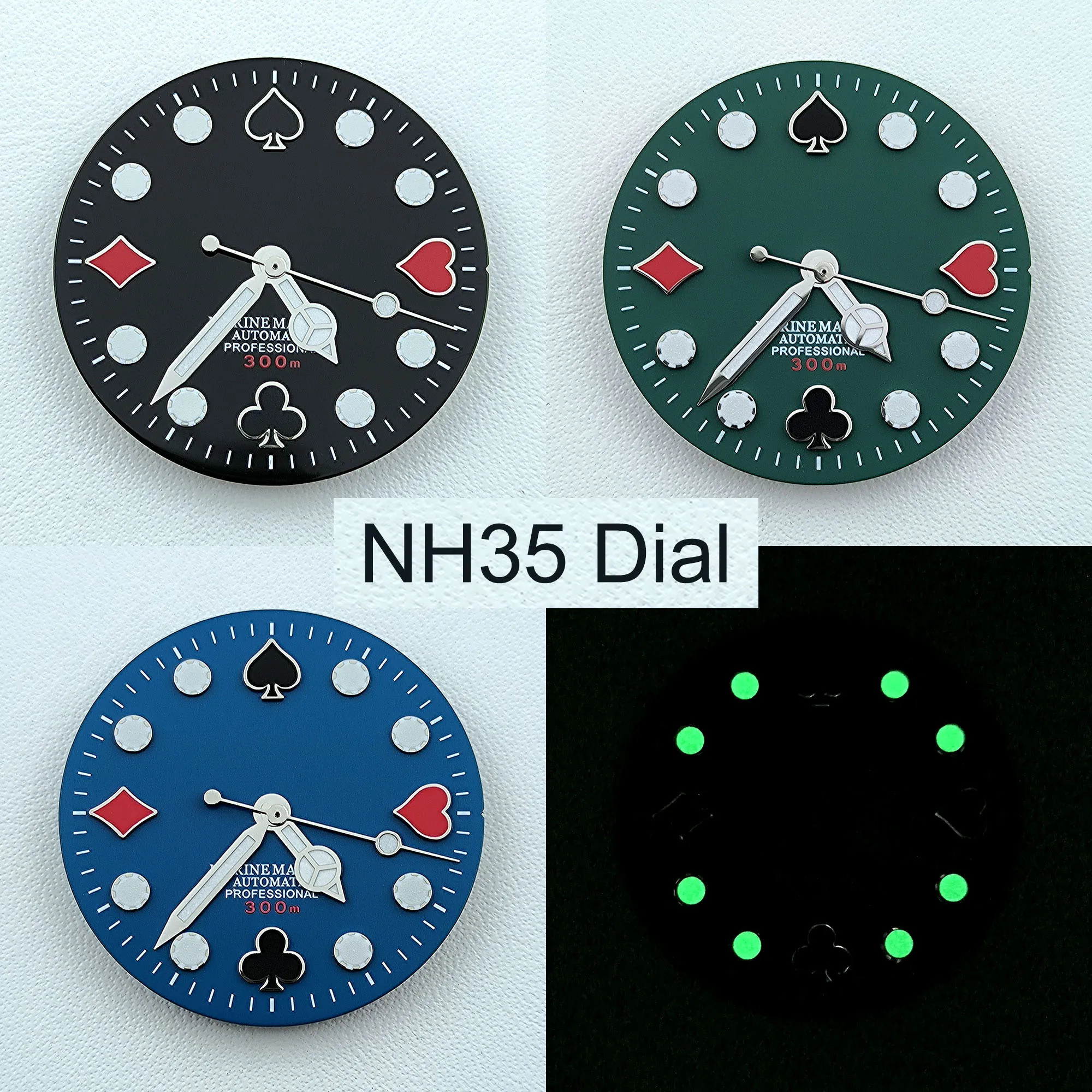 Циферблат NH35, 28,5 мм, индивидуальный логотип, зеленый светящийся циферблат, подходит для NH35 NH36, аксессуары для часов с механизмом, инструменты для ремонта