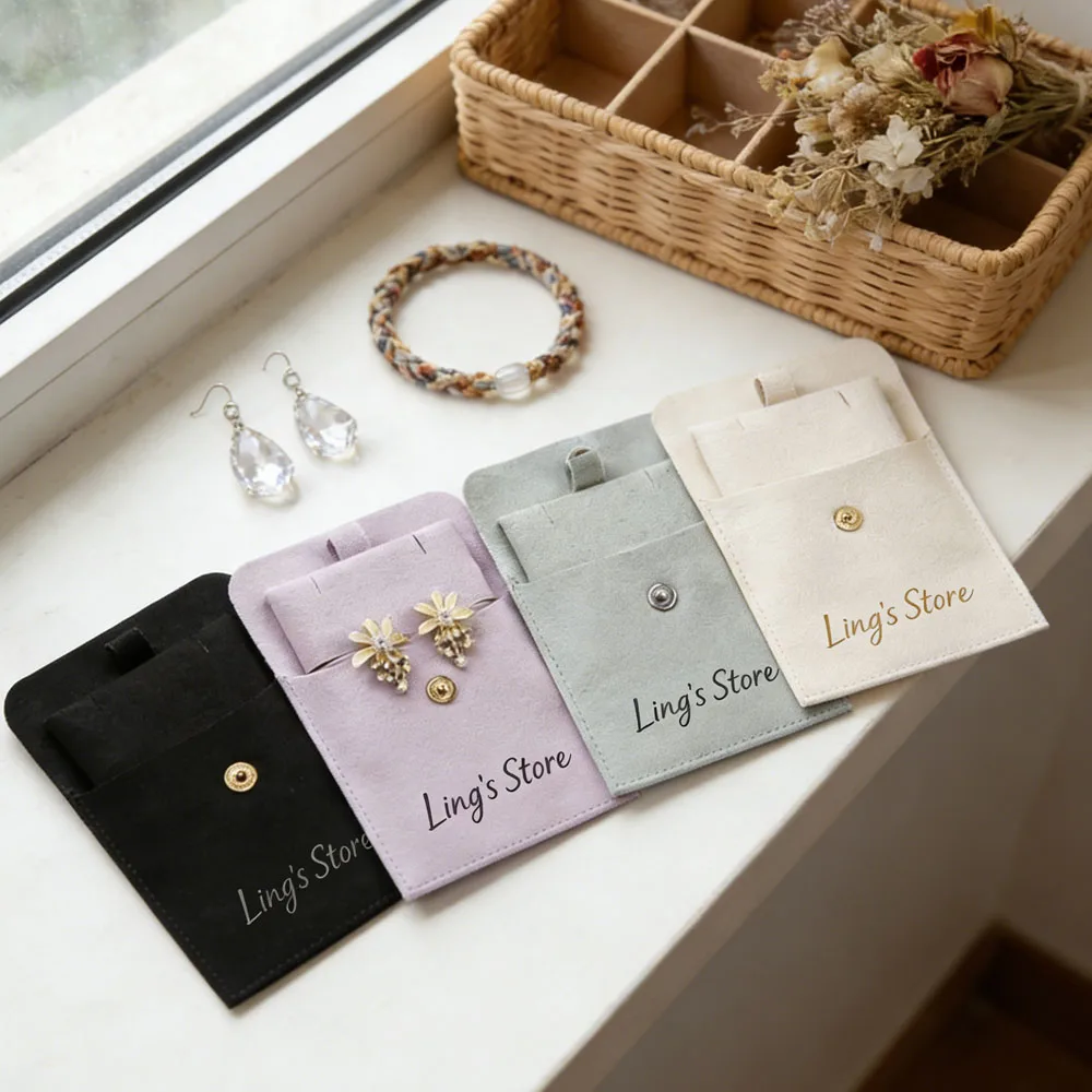 

Подарочные пакеты для ювелирных изделий с логотипом на заказ, с вкладышами из твердого картона, микрофибровыми вкладышами и застежкой-кнопкой, для колец, серег, ожерелий