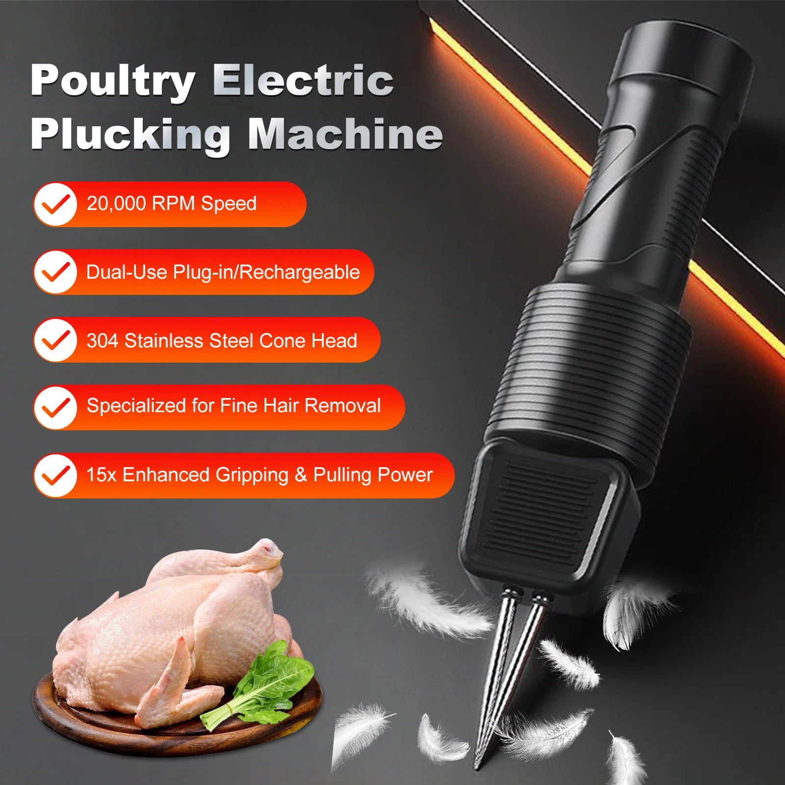 Rechargeable Handheld Chicken Plucker Waterproof Electric Poultry Feather Plucking Device Handheld Chicken Feather Remover