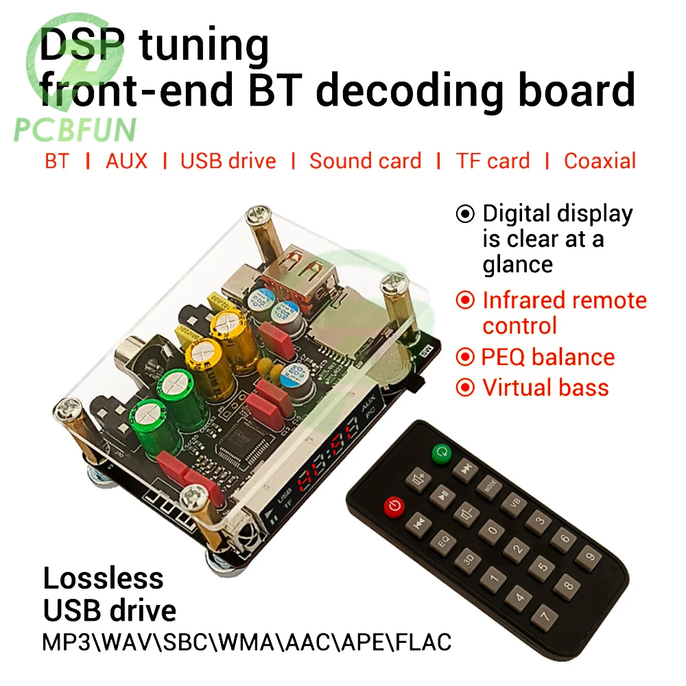 ZK-DAM-K1 DC5V DSP Tuning Preamp Bt Decoder Board Non-Destructive Fever U Disk Coaxial Sound Card TF Decoding Board