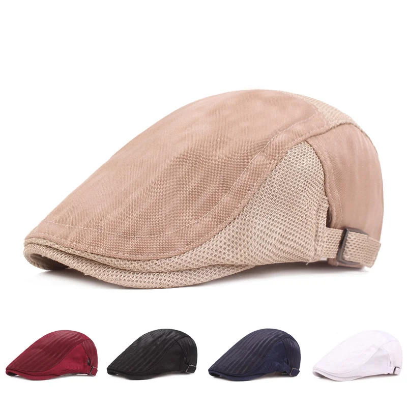 Summer Cotton Solid Newsboy Caps Flat Breathable Peaked Cap Men and Women Painter Beret Hats 134