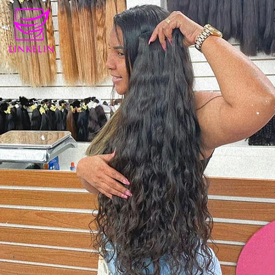 Capelli umani sfusi onda sciolta senza fasci di capelli di trama per intrecciare i capelli profondi intrecciare le estensioni dei capelli umani neri naturali brasiliani