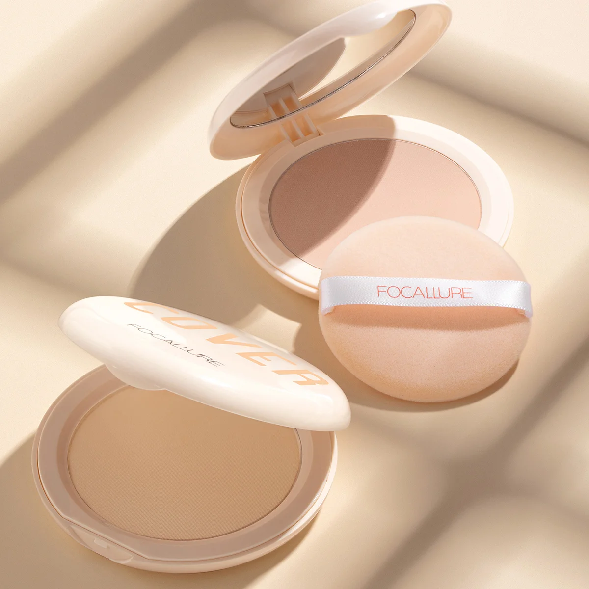 FOCALLURE Oil Control Matte Face Press Powder Foundation​ High Coverage Lightweight Non-cakey Natural Concealer Makeup Cosmetics