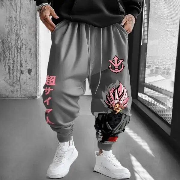 Pantalon en coton gris Dragon Ball Goku, revers à la cheville, unisexe, Anime Harem, jogging, taille Extra Large, jambe large, confort