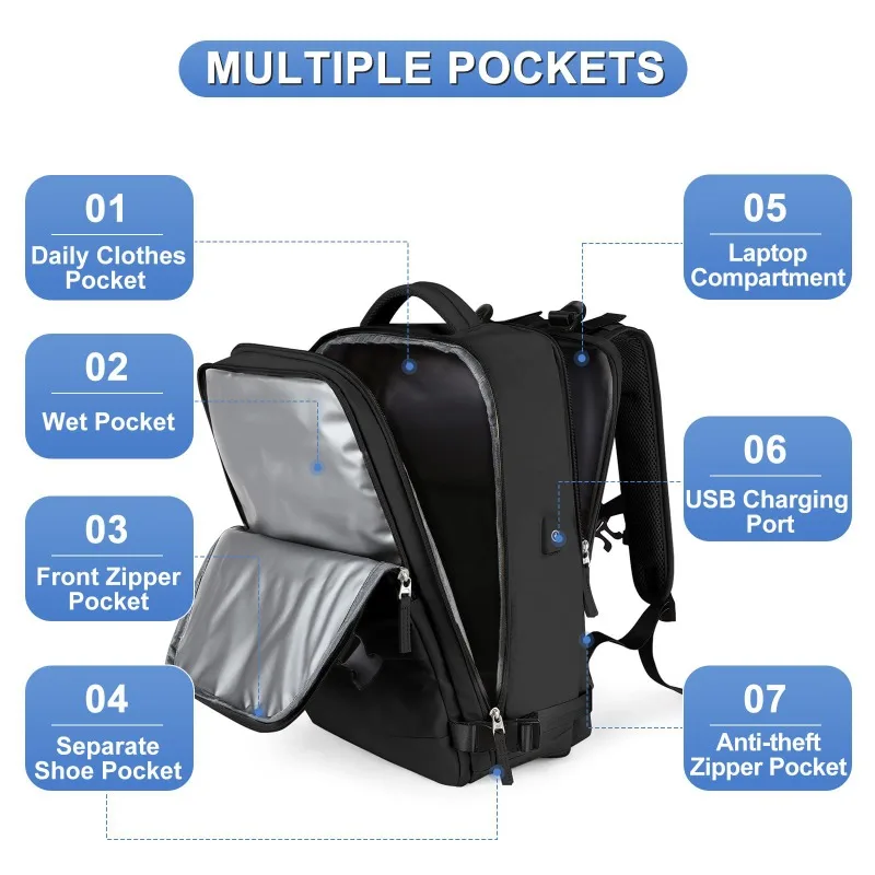 Large Travel Backpack Men Airline Flight Approved Waterproof Laptop Backpack Anti Theft Carry on Backpack