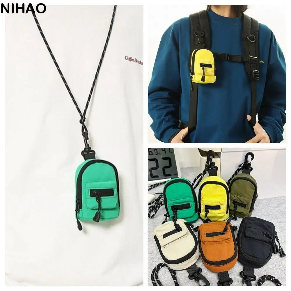 

Nylon Hanging Neck Coin Purse Multifunction Crossbody Bag Lanyard Shoulder Bag Earphone Storage Bag Hip Hop