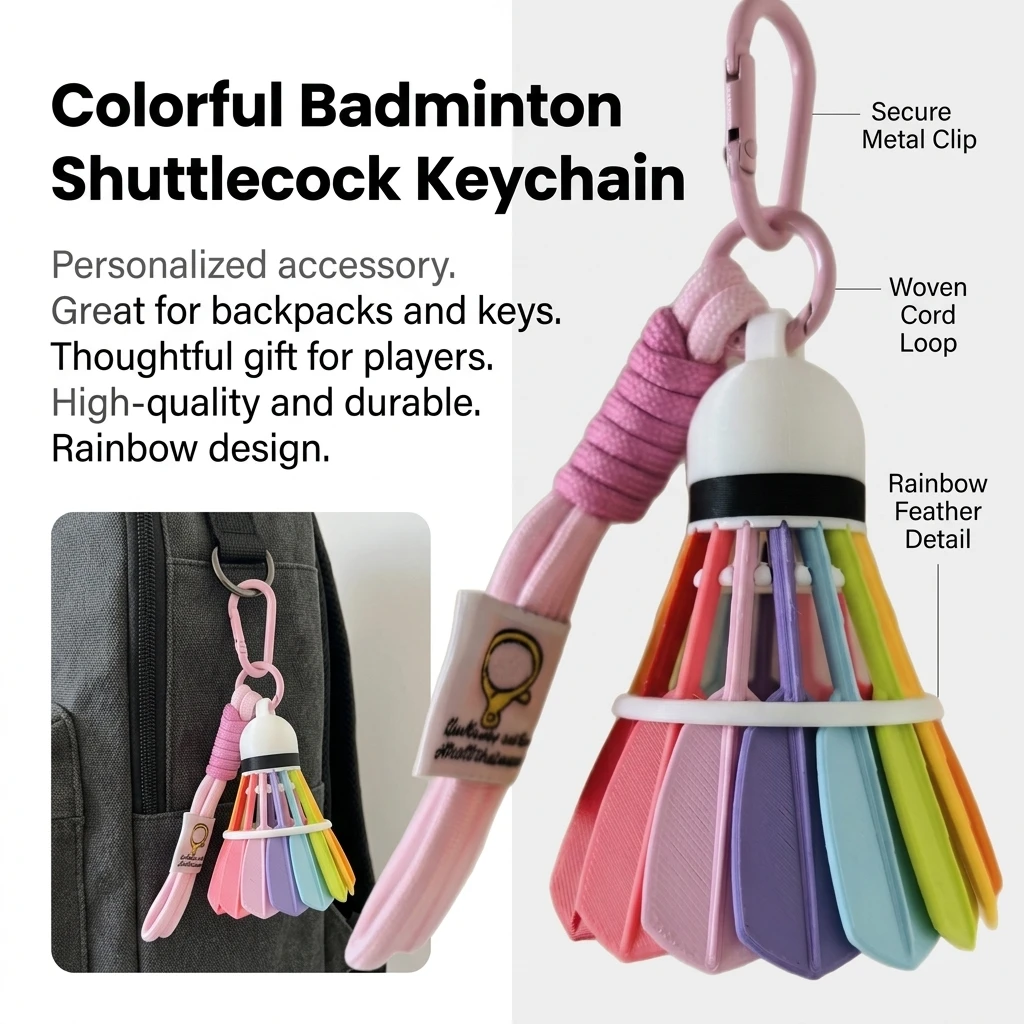 Bag Charm Decorative Shuttlecock Keychain for Sports Events Colorful Badminton Pendant Gift for Athletes Durable Accessory