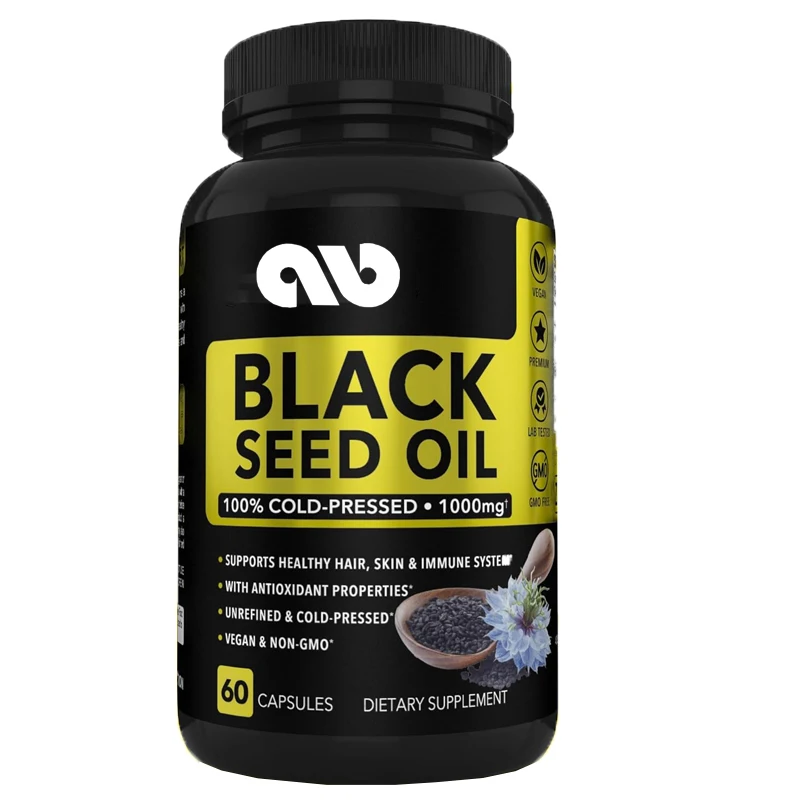 Black Seed Oil Capsules Vegetarian - Suitable for skin and hair health, Black cumin seed oil capsules Halal -60 softgel capsules