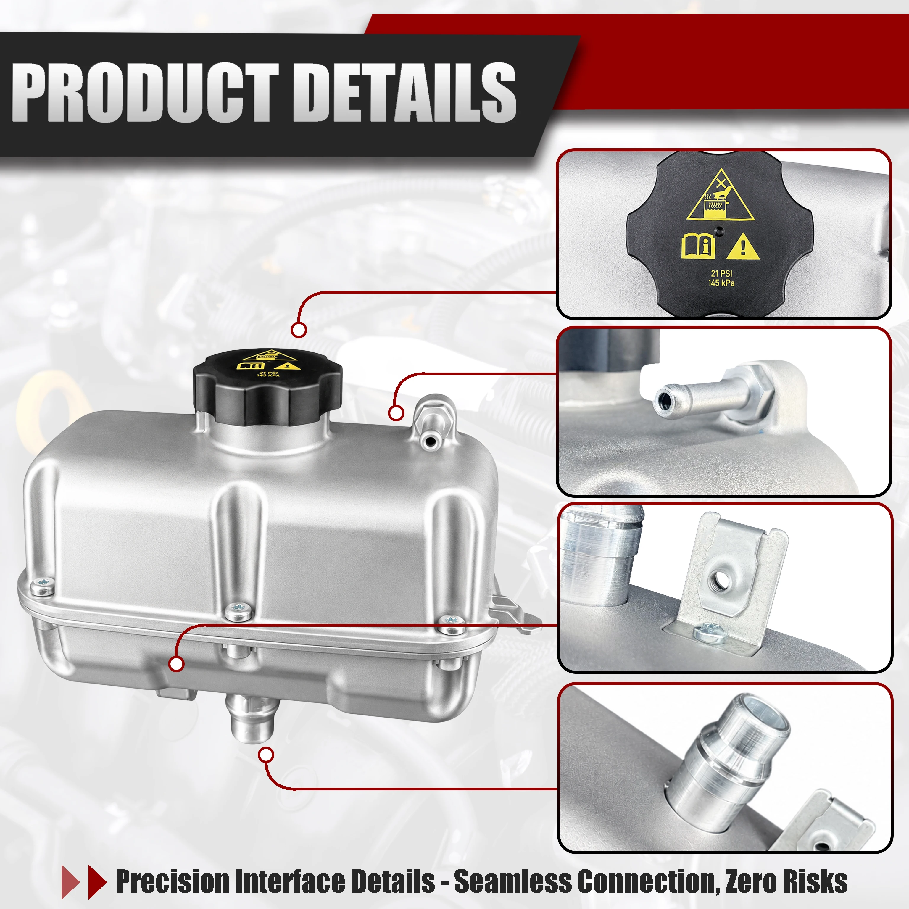 68364312AC Aluminum Degas Bottle Coolant Recovery Tank Replacement for Jeep Wrangler JL Gladiator JT 2.0L 3.6L Cooling System