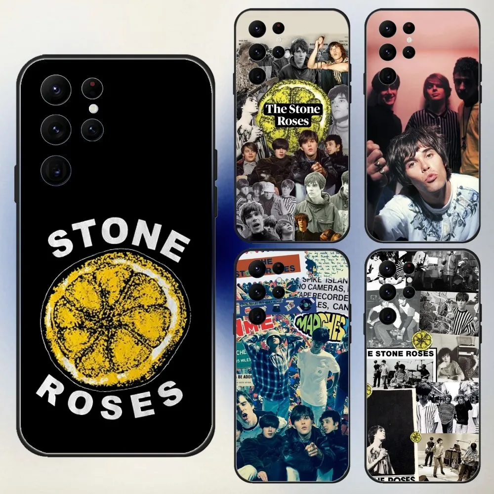 Band The S-Stone  R-RosesS Phone Case For Samsung S24,23,22,30,21,10,9,Ultra,Plus,Lite,FE,5G Black Soft Case