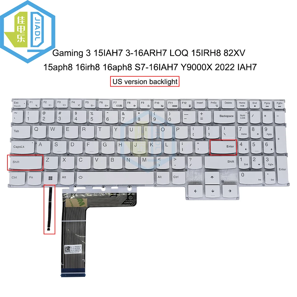 RGB Backlit Keyboard US RU TR For Lenovo Ideapad Gaming 3-15IAH7
