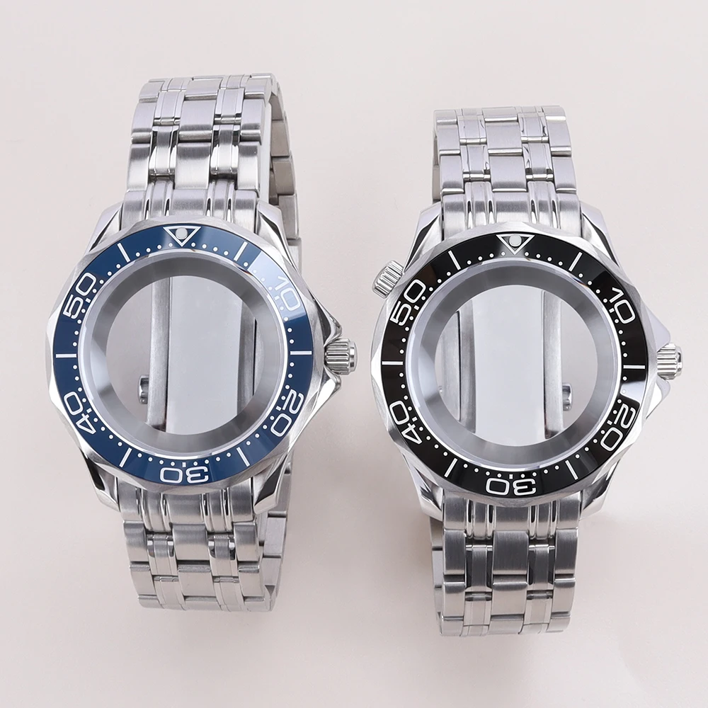 Caja de reloj NH35 de 41mm, pulsera de acero inoxidable 316L de zafiro para Seamaster 300 NH35 NH36 NH38 NH34, piezas de reloj con esfera de 31mm