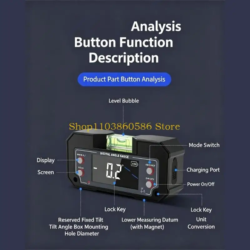 242A Parking Alignment Meter with Clear Digital Display and Level Bubble