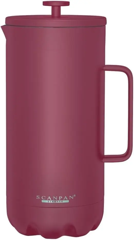 to GO French Press Coffee Maker 1.0L, Persian Red - Serves 8 Cups - 18/8 Food Grade Stainless Steel, Drip-Free Spout - Scratch-F