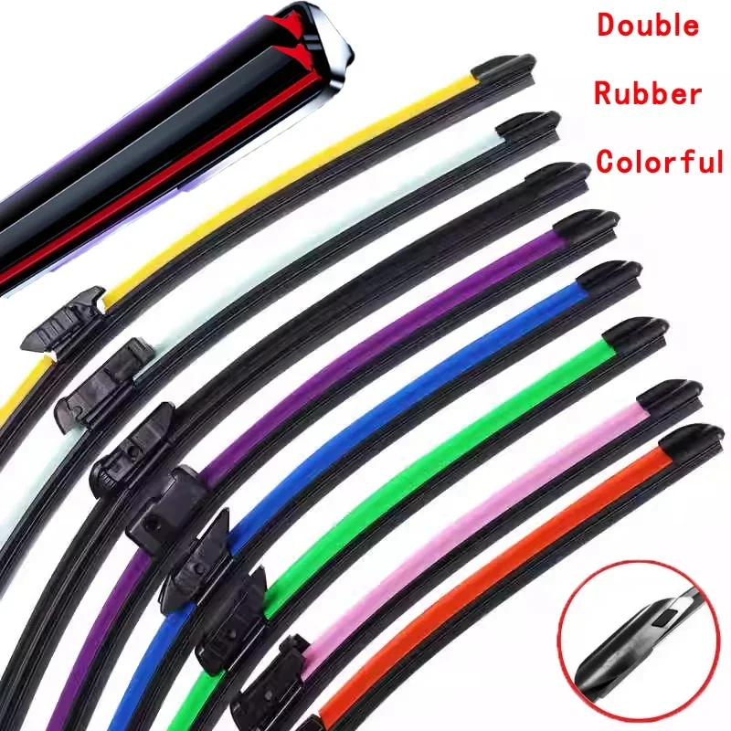 Colorful AERO CLIP Car Windshield Wiper blades Universal Soft Double layer Rubber Frameless Bracketless 16