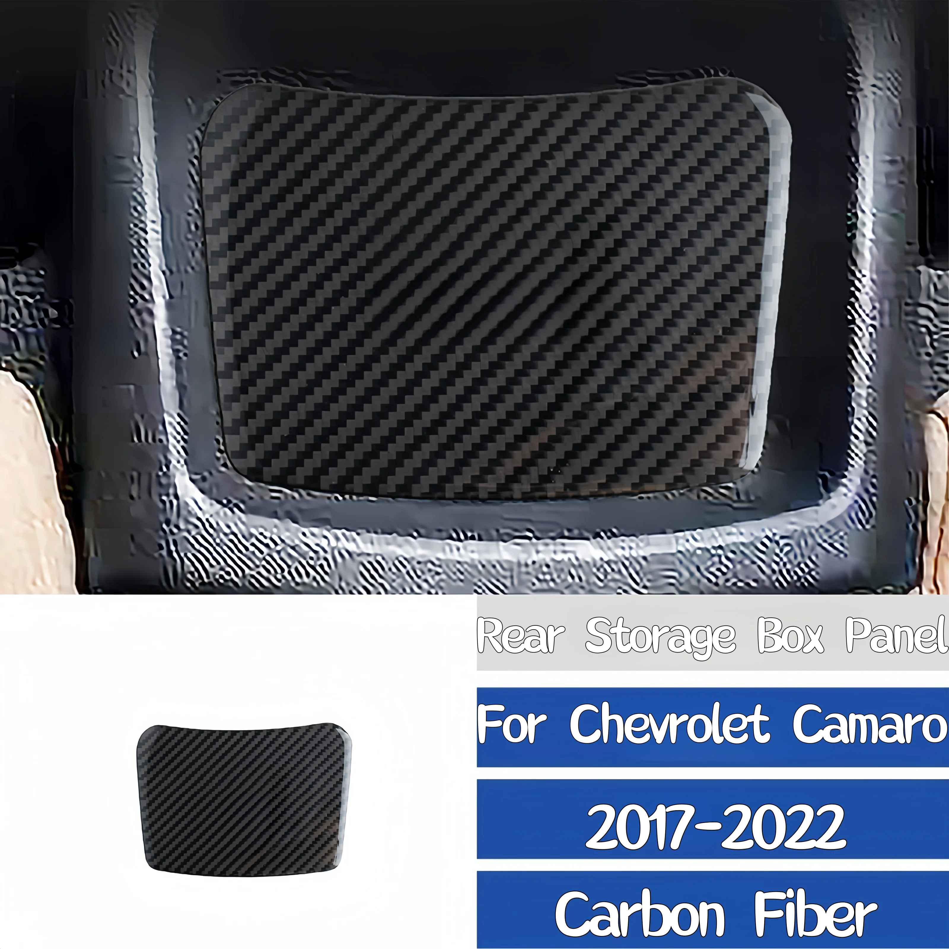 

For Chevrolet Camaro 2017-2022 Car Accessories Carbon Fiber Interior Auto Rear Storage Box Panel Trim Cover Decorative Sticker