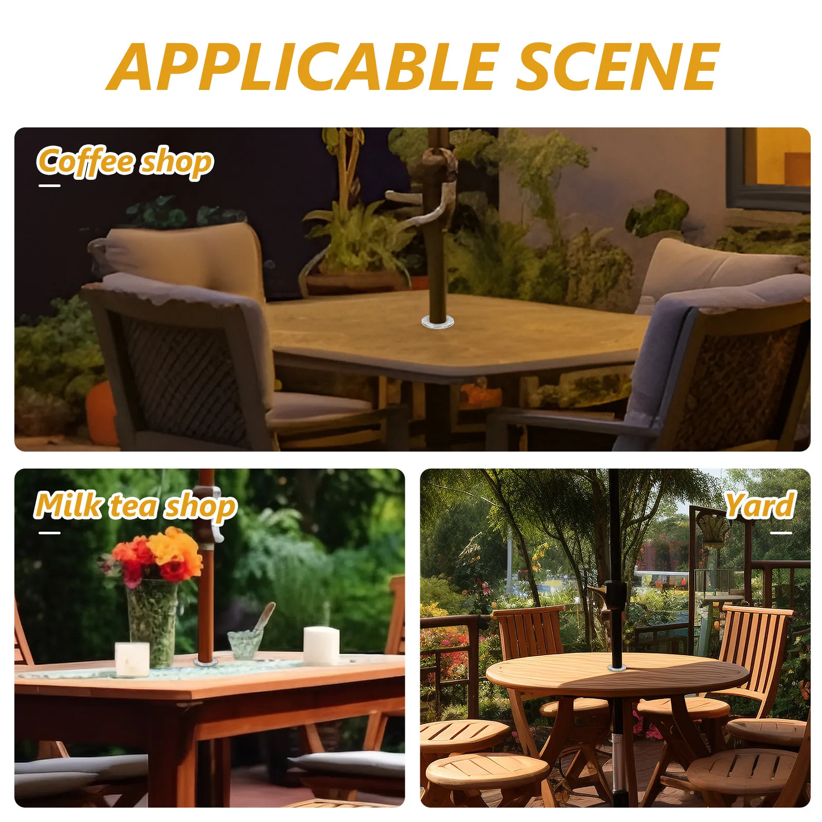 2Sets Premium Silicone Umbrella Ring Caps Set Scratch Dent Proof Umbrella Pole Protector for Outdoor Patio Glass Tables Sunshade