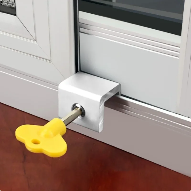 Window Stopper Anti-theft Security Key Lock Sliding Windows Restrictor Child Safety Hardware Aluminium Alloy