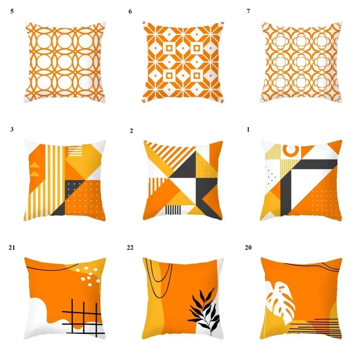 Retro Orange Color Throw Pillow Case Mid Century Geometric Cushion Covers for Home Sofa Chair Decorative Pillowcases 35/40/45CM