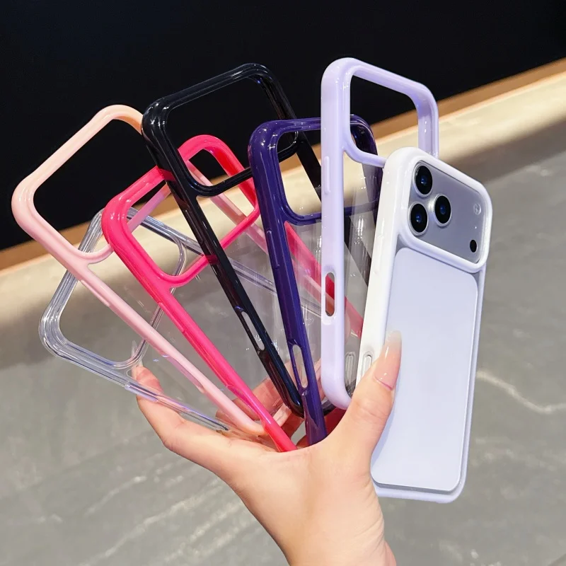 حافظة هاتف أكريليك عصرية جديدة لهاتف آيفون 16 15 14 13 12 11 17 Pro Max Plus Air 17promax 17Pro مع غطاء فيلم عدسة واقية