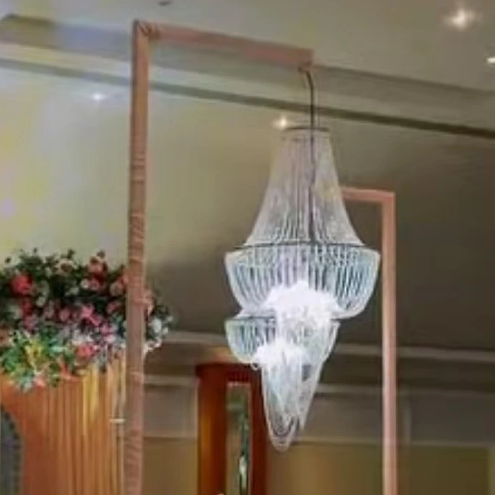1-10pcs  Clear Acrylic Crystal Chandelier Wedding Decoration Party Hall Layout Atmosphere Hanging Pendant Ceiling Lights