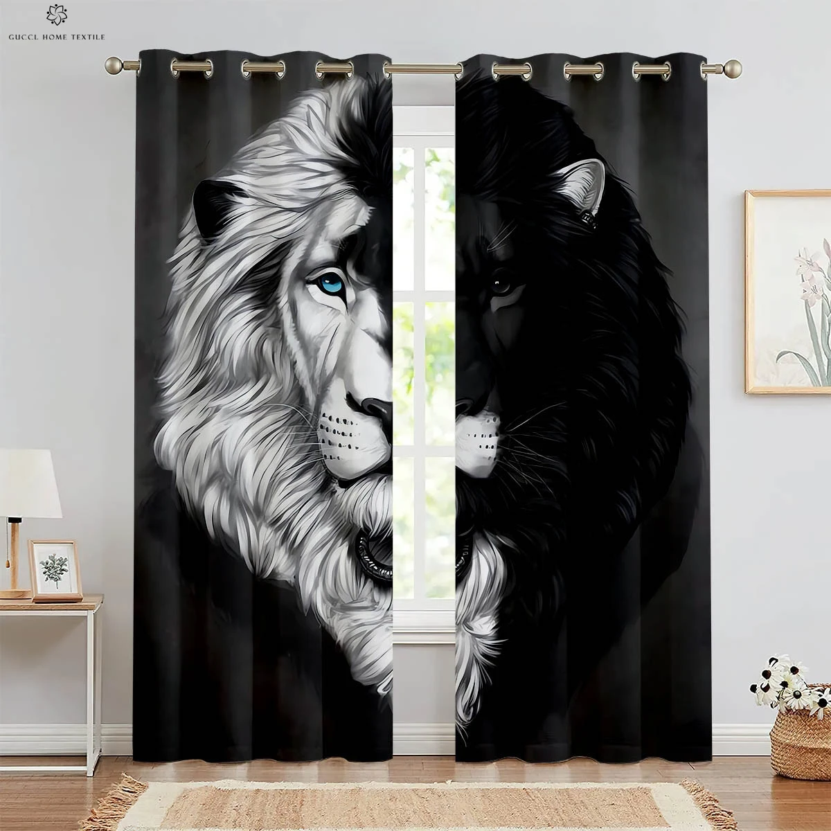 

Decorative Tiger and Forest Animal 3D Printing Curtains, Suitable for Bedroom, Living Room, Study Room, 2 PCs