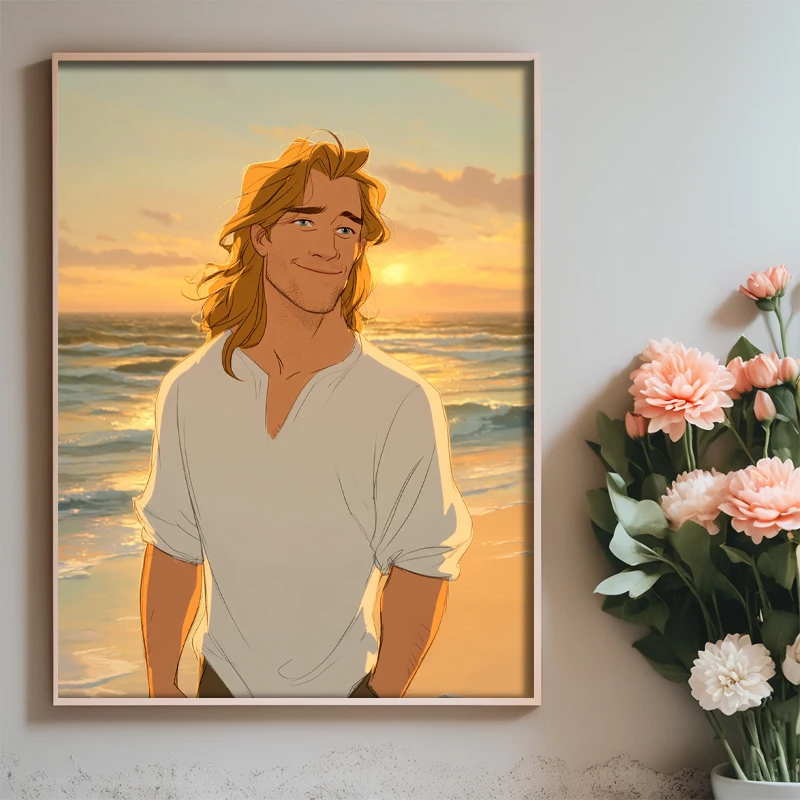 1 Poster Kustom Foto Gaya Komik, 2D Tanpa Bingkai, Desain Gantung Nyaman, Seni Dinding Rumah