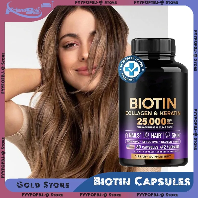 

60/120/180 Pieces Hair Growth Biotin Capsules for Women Men Hair Care Supplements