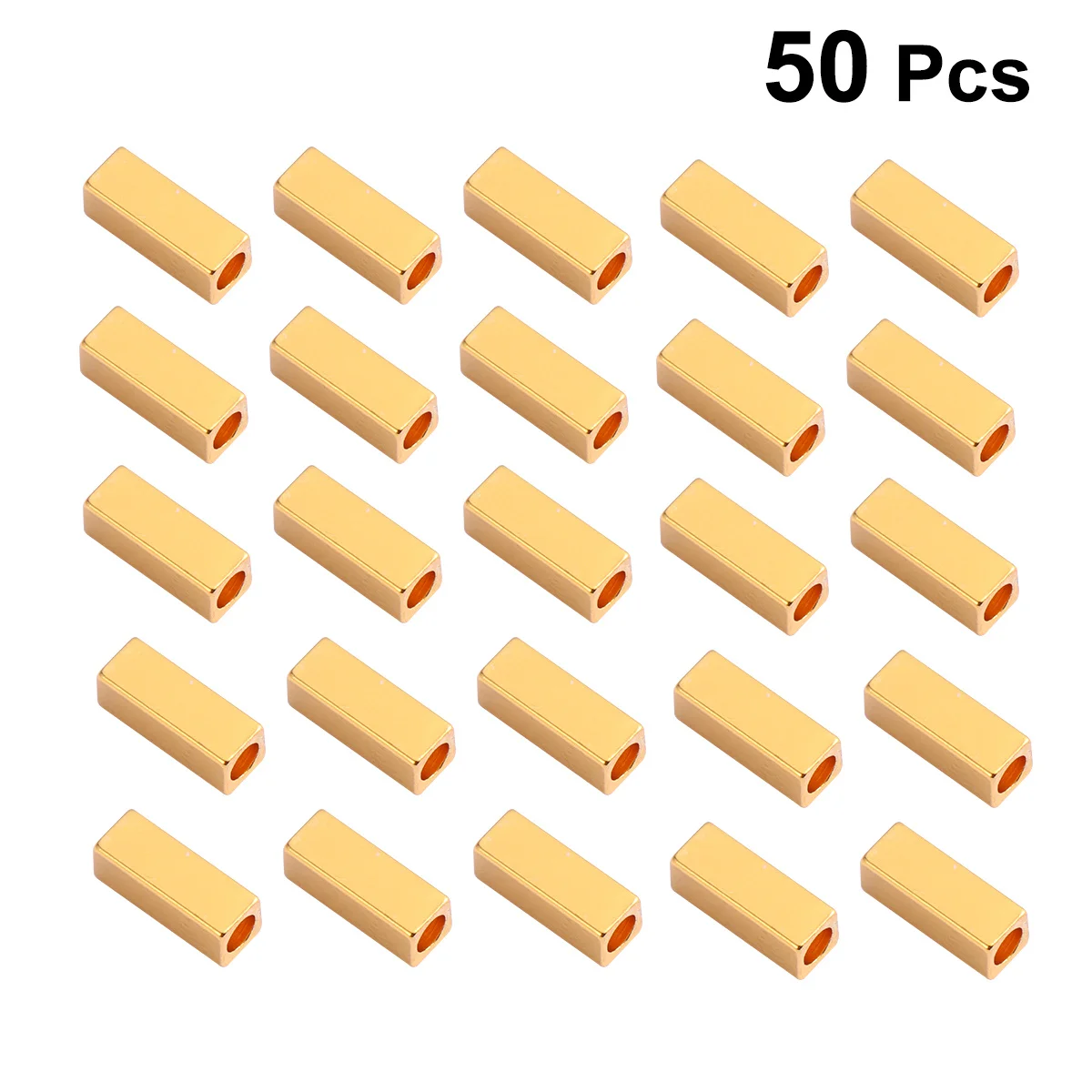 

50Pcs Copper Rectangular Hollow Tube Spacers for Jewelry Making DIY Necklace Bracelet Craft Supplies Copper Tube Spacers
