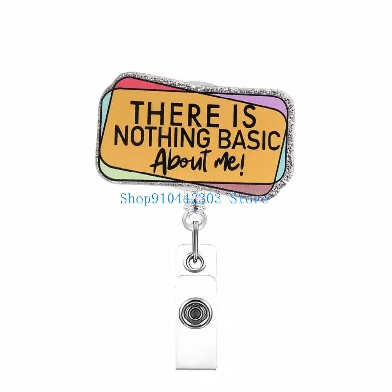 L4MD Glittering Acrylic Badge Holder with Belt Pocket Clip Retractable Badge Holder