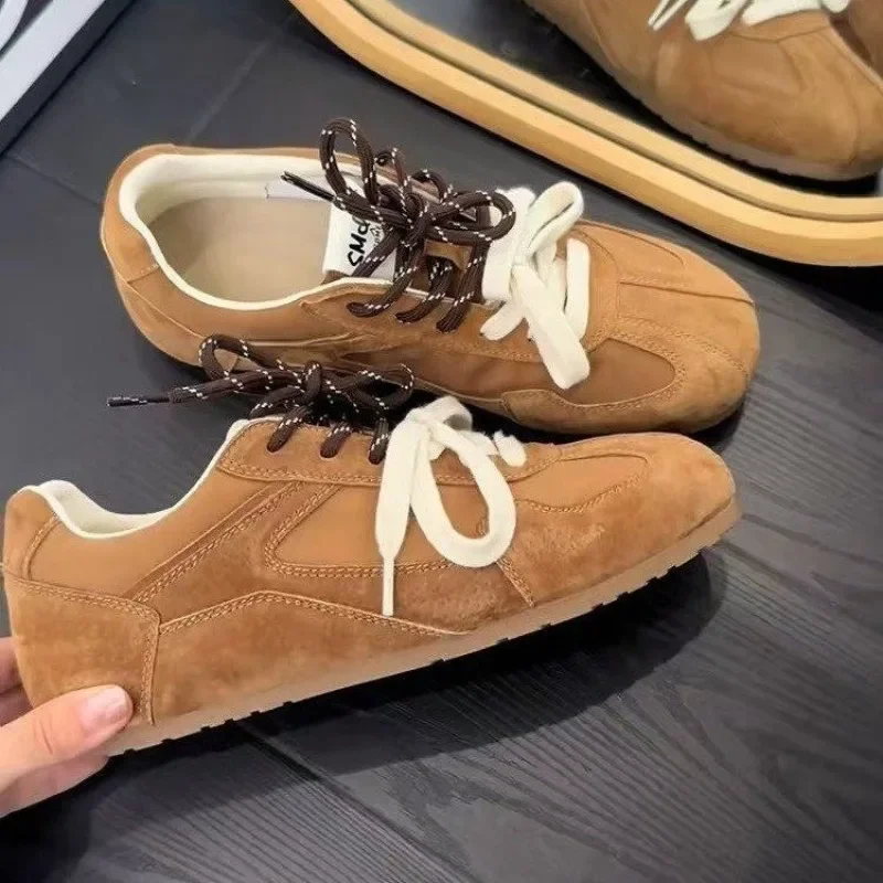 

Pop Women Sneakers New Genuine Leather Retro German Training Shoes Women Winter Velvet Fur Flat Casual Shoes Women