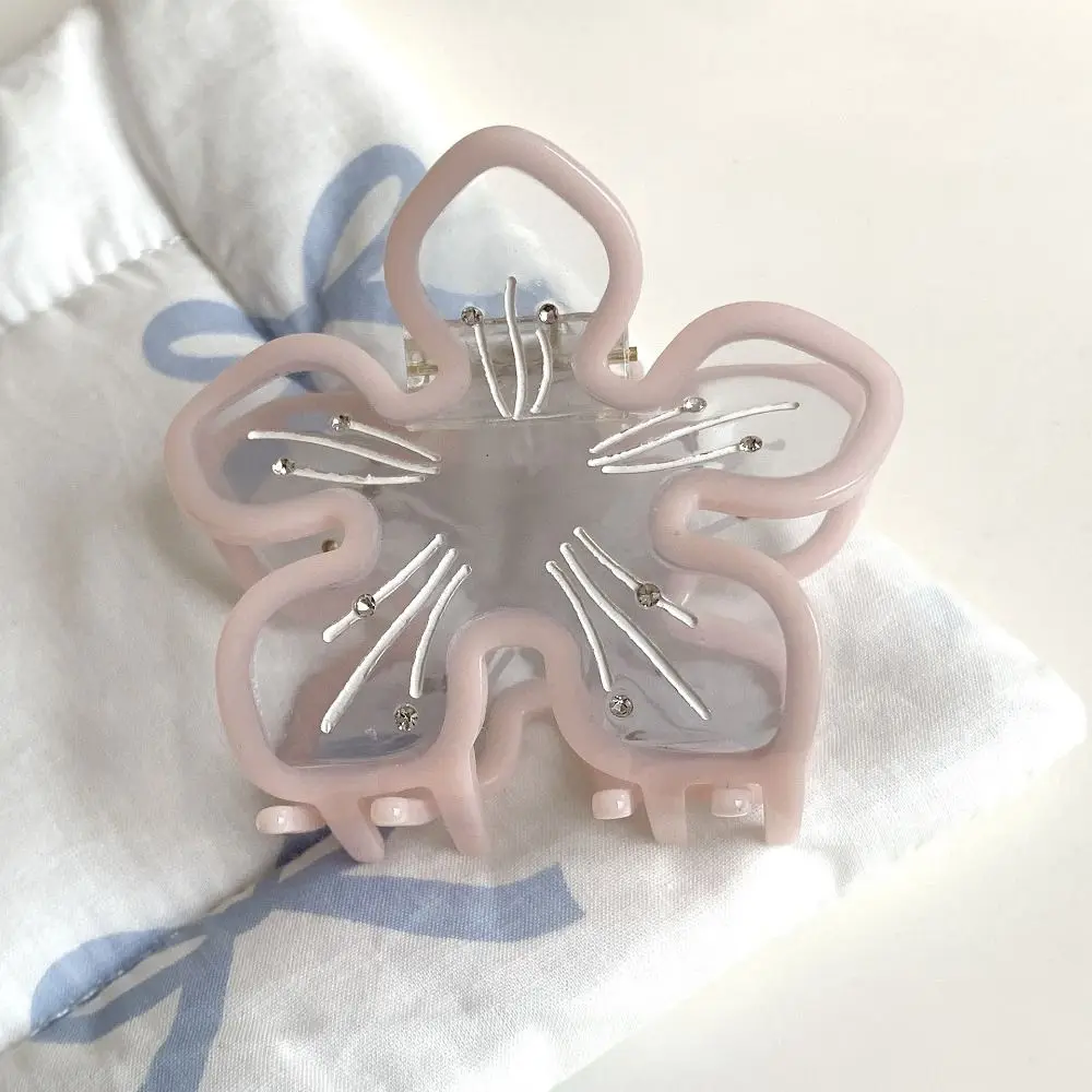 

Rhinestone Flower Hair Claw Cherry Blossom Hairpin Acetic Acid Flower Shark Clip Geometry Barrette Transparent Hair Clip Girls