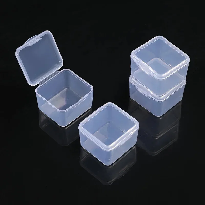 Plastic Earplug Box Mini PP Square Fish Hook Component Storage Box Single Grid Covered Transparent Box
