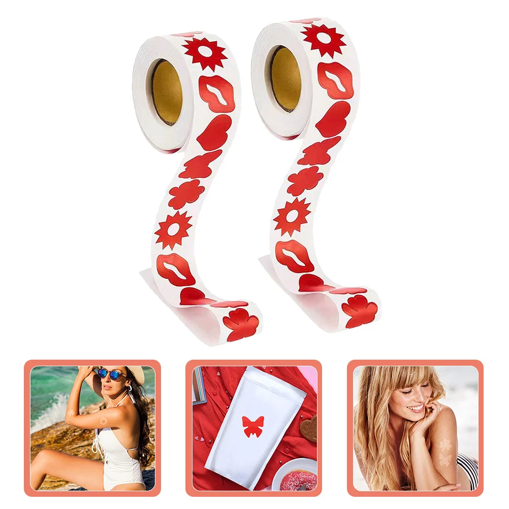 2 لفات من ملصقات الجسم، ملصقات دباغة للدباغة، ملصقات وشم مؤقتة ذاتية اللصق لحمامات الشمس