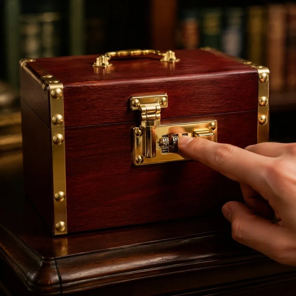 Retro Wooden Money Bank With Password Lock Large Capacity Piggy Bank Three-digit Password With Handle Treasure Storage Box