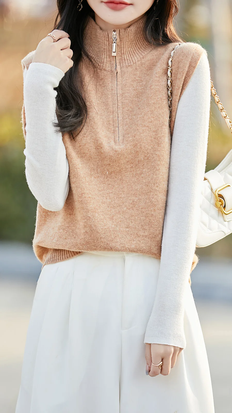 

New Vest 100% Merino Wool Pullover for Women V-Collar Solid Color Knitted Sweater Casual Comfortable Skin Friendly Autumn Winter