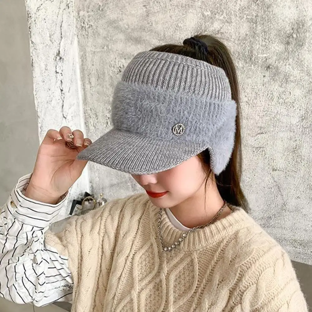 Solid-colored Knitted Hat Velvet Thickened Winter Hat Stylish Women's Winter Knitted Hat with Long for Windproof for Weather