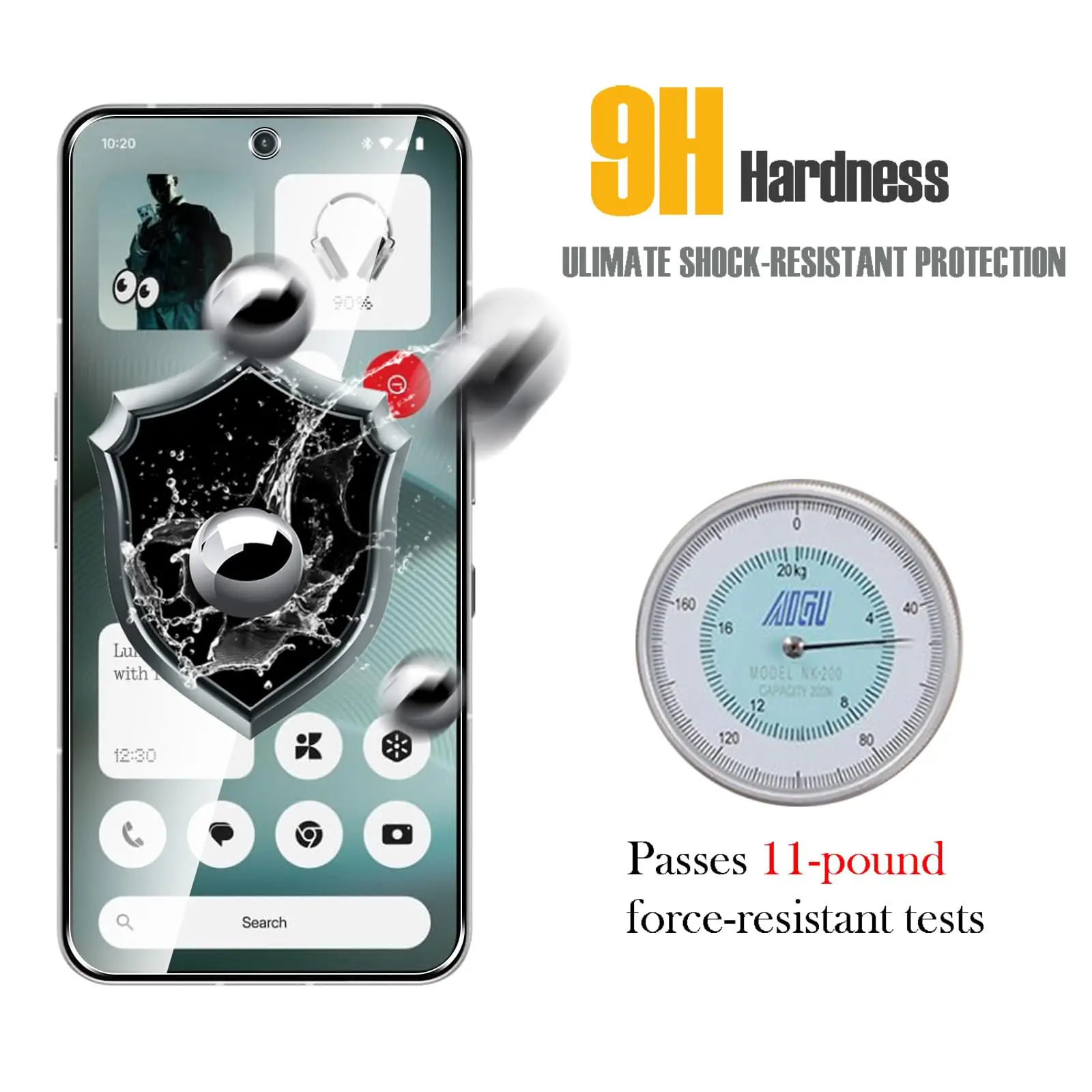 Displayschutzfolie für Nothing Phone 3, gehärtetes Glas, HD 9H, transparent, klar, kratzfest – Detail 6