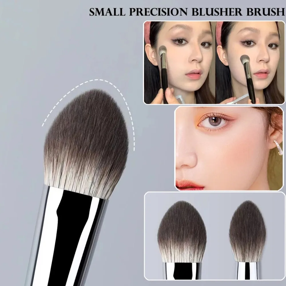 17CM Peach Heart Blusher Brush Silky Tongue-Shaped Liquid Blush Makeup Brushes Soft Hair Flat Head Powder Blush Cream Brushes