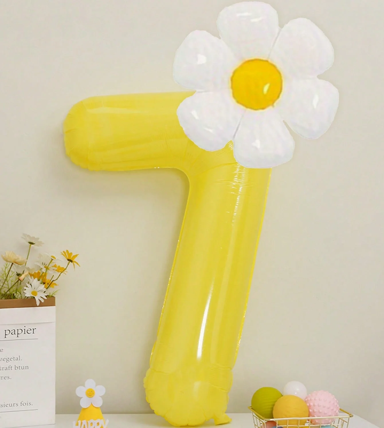 Weiße Gänseblümchen-Ballons Set Macaron Gelb/Rosa 40 Zoll Zahlenballon Geburtstagsfeier Jubiläumsdekoration Foto-Requisiten – Detail 8