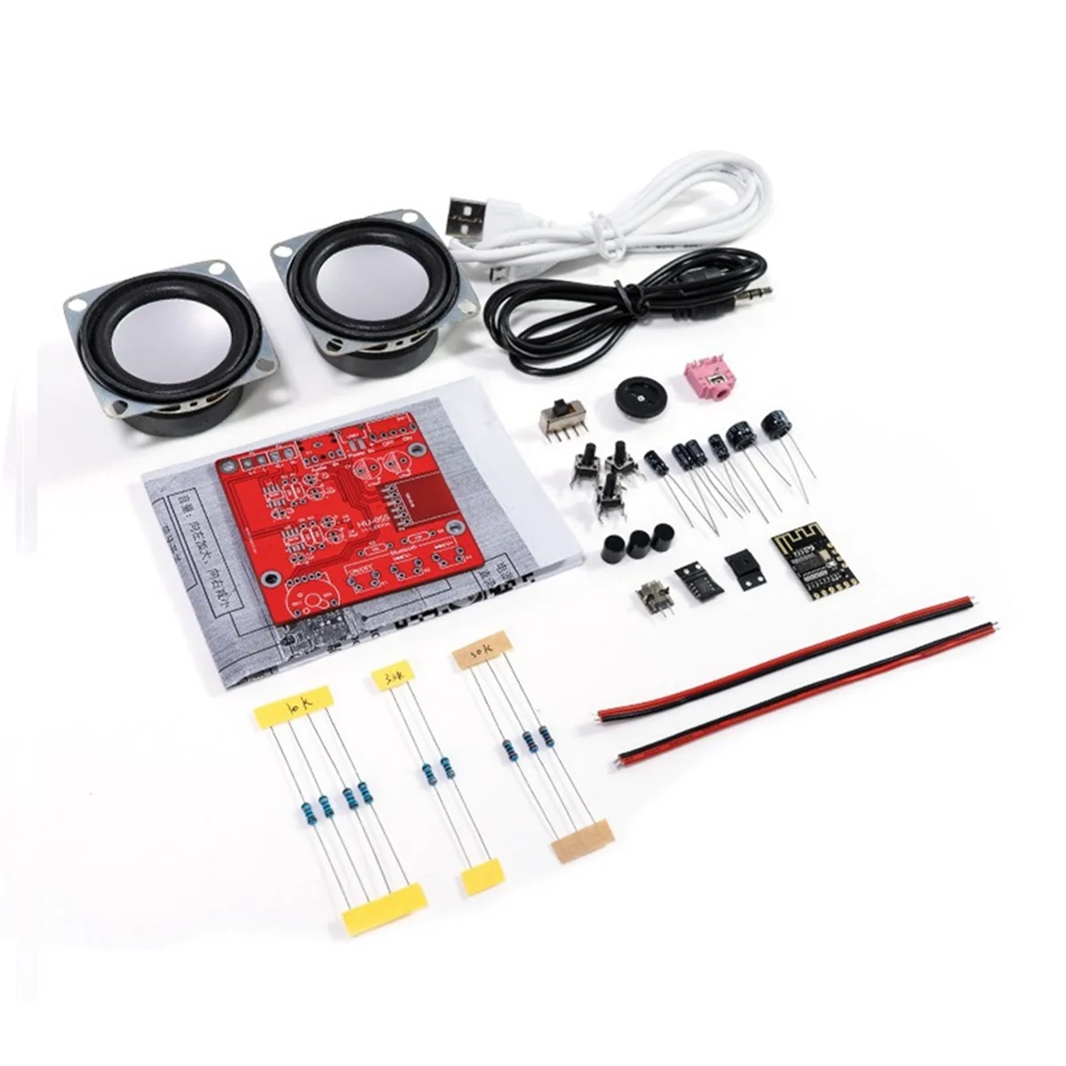 DIY Bluetooth Speaker Kit USB Mini Home Stereo Sound Amplifier DIY Electronic Kits for Soldering Practice Without Shell