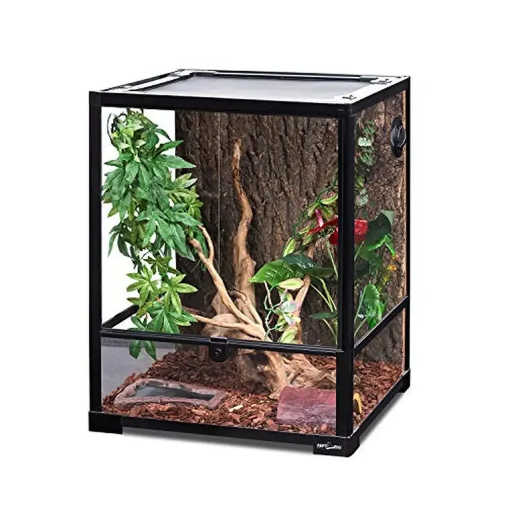 

30 Gallon Reptile Tank 18x18x24 Glass Terrarium with Front Double Hinge Doors & Top Ventilation