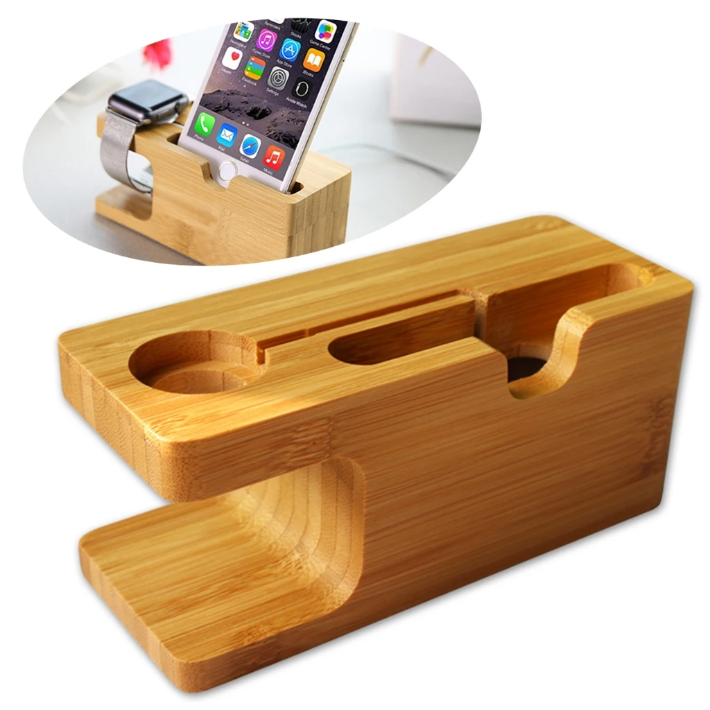 1PCS Wood Cell Phone Stand Wooden Cell Phone Stand with Sound Amplifier Phone Holder Desk Support