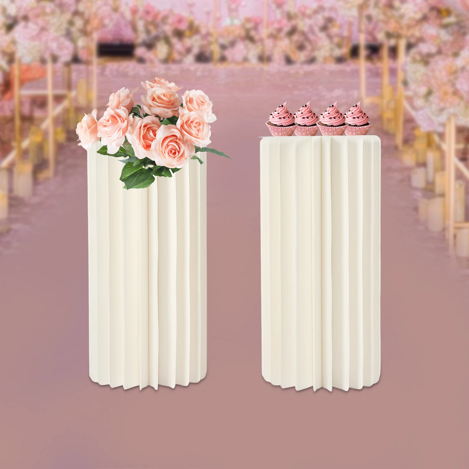 Wedding Centerpieces Cardboard Vases - 2 Pcs 23.6in Tall Flower Vase Flowers Stand for Party Tables Decorations