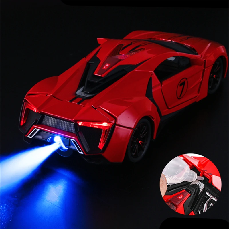 1:24 Lykan Hypersport Fenyr Alloy Sports Car Model Diecasts Metal Toy Racing Car Model Simulation Sound and Light Kids Toys Gift