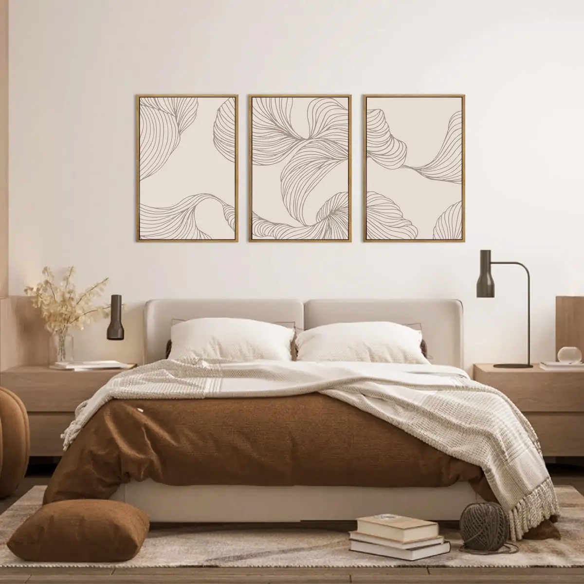 3pcs Neutral Beige Wall Art, Modern Abstract Art Decoration, Minimalist Artworks, Living Room
