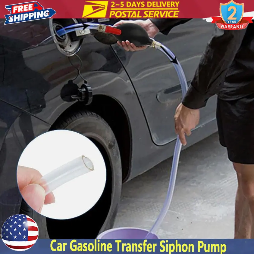 Bomba de sifón de transferencia de Gas multifuncional para coche, manguera de sifón de gasolina, bomba manual de transferencia de combustible y aceite, abrazadera de manguera de Metal a prueba de fugas